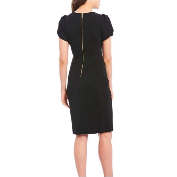 💜 NWT! Purple CALVIN KLEIN Sheath Tulip Sleeve Dress - Size 4 - Picture 7 of 12